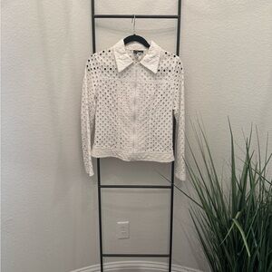 Elegant White Eyelet Women's Top